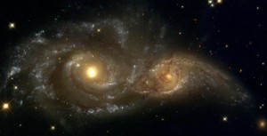 Hubble Space Telescope picture of the interacting galaxies NGC 2207 and IC2163
